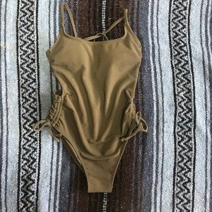 Olive green one piece bathing suit